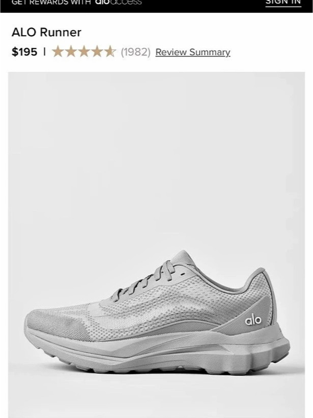 Alo Runner Gray Athletic Shoes